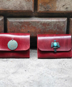 Ví Da Thủ Công Mini Kết Hợp Trang Sức – Sản Phẩm Độc Đáo Đỏ