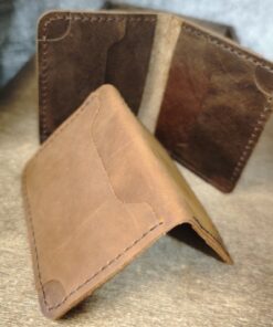 Ảnh ví da mini nam handmade có ngăn ngoài màu nau sang 10, tiện lợi, đựng thẻ gọn gàng