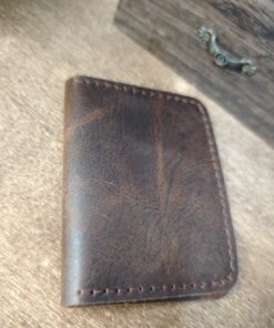 Ảnh ví da mini nam handmade có ngăn ngoài màu nau dam 4, tiện lợi, đựng thẻ gọn gàng
